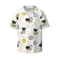 thumbnail image 4 of Uemuo Cute Cat Pattern Cotton Linen Short Sleeve Shirts,Casual Lightweight Button Down Shirts,Vacation Beach Summer Tops-Large, 4 of 7