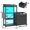 thumbnail image 2 of 35.4” File Cabinet, Filing Cabinet fits Letter/A4 Size, 2 Drawe File Cabinets for Home Office with Power Strip, LED Lights, Lock, Open Shelf, Black, 2 of 8