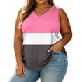 thumbnail image 2 of Wensltd Women Plus Size V Neck Sleeveless Tank Tops Color Block Soft Stretch Breathable Curved Hem Tank Shirt For Summer Daily Casual, 2 of 8