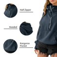 thumbnail image 4 of Women Oversized Half Zip Hoodie High Neck Drawstring Sweater Y2K Long Sleeve Pullover Casual Sweatshirt with Pockets, Grey Blue, 2XL, 4 of 7