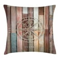 thumbnail image 1 of Marine Life Throw Pillow Cushion Cover, Navy Sea Life Yacht Theme Colored Wood Backdrop with Rudder like Compass Image, Decorative Square Accent Pillow Case, 20 X 20 Inches, Multicolor, by Ambesonne, 1 of 2