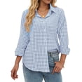 thumbnail image 3 of Fantaslook Plaid Button Down Shirts for Women Dressy Casual Long Sleeve Shirts Collared Work Blouses Tops, 3 of 10