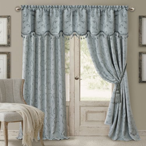 Elrene Home Fashions Mia Jacquard Damask Blackout Rod Pocket Single