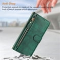 thumbnail image 6 of For Motorola Moto G Power 5G 2023 6.5-inch Wallet Case for Women Men Multi-Card Slots Zipper Wallet Leather Phone Case,Green,For Moto G Power 5G 2023, 6 of 7