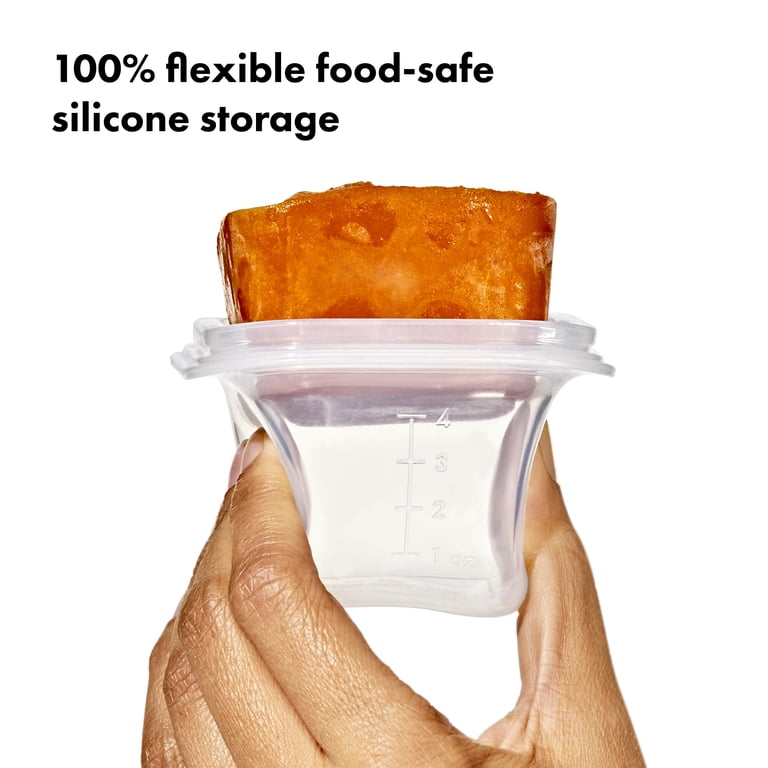 OXO Tot Silicone Baby Blocks Food Storage, 4 oz, 4-Pack photo 4
