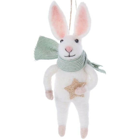 Bunny Christmas Tree Decoration - Cute Rabbit with Star Holiday Ornament