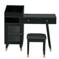 thumbnail image 5 of JERFIT Modern Vanity Desk Set with Charging Station, Makeup Dressing Table with Stool, Drawers & Glass Door Cabinet, Compact for Bedroom, Black, 5 of 9