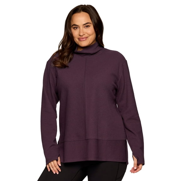 RBX Active Women's Plus Size Quilted Cowl Neck Pullover Tunic