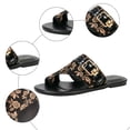 thumbnail image 5 of Rokment Womens Vintage Flower Flat Flip Flops Retro Boho Beach Summer Leather Buckles Low Heel Slip on Walking Sandals Casual Dress Slides Slippers for Vacation Brown Size 6, 5 of 7