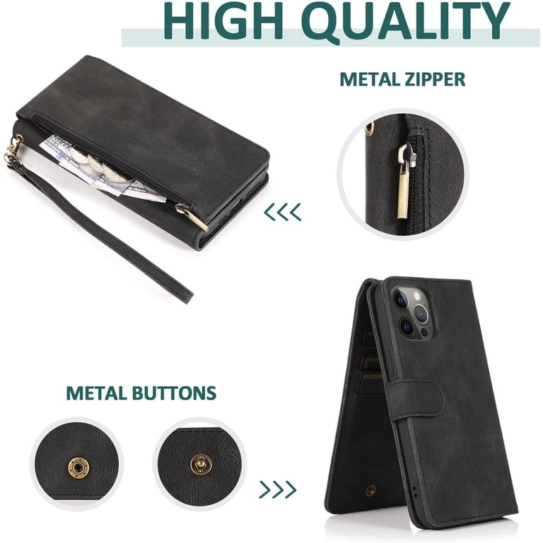 Faux Leather Flip Wallet Phone Case With Plug-in Card Slot, Crossbody Or Lanyardable, Full Protection For IPhone 15 14 13 12 11 Pro Max Plus XS XR 7 8 Phone Case (MINT Green 2,iphone 13 Mini - Foto 9