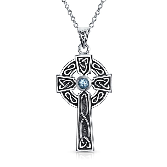 Bling Jewelry Womens Ancient Irish Love Knot CZ Trinity Cross Pendant Necklace