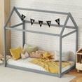 thumbnail image 2 of MODERNLUXE Wood Twin Size House Platform Bed, Low Profile Floor Bed, Gray, 2 of 9