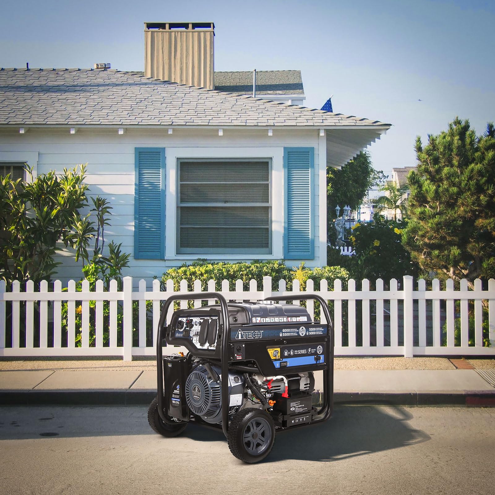 A-iTech 6000 Watt Electric Start Gas & Propane Powered Portable Generator with CO Sensor