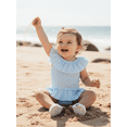 thumbnail image 6 of BemeyourBBs Toddler Baby Girl One Piece Swimsuit Infant Baby Girl Bathing Suits Ruffle Sleeveless Swimwear Seersucker Striped Tankini Swimsuits, 6 of 9