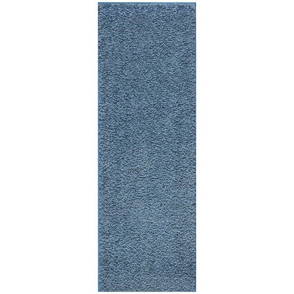 Ottomanson Comfort Non-Slip Rubberback Solid 2x5 Soft Indoor Runner Rug, 20" x 59", Turquoise Blue