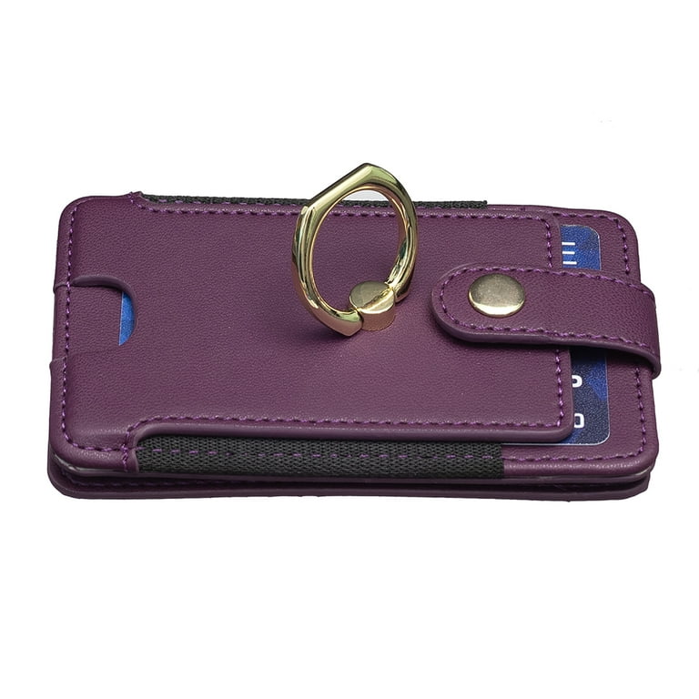 Feishell Credit Card Holder for Back of Phone with Ring Stand Stick on  Phone,Ultra-Slim Self Adhesive,Magnetic Buckle Flip Stand Leather Wallet  for iPhone/Android/Samsung/All Smartphones,Darkpurple - Walmart.com