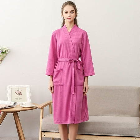 

IWRUHZY Unisex Breathable Solid Color Bathrobe Splicing Home Clothes Robe Coat
