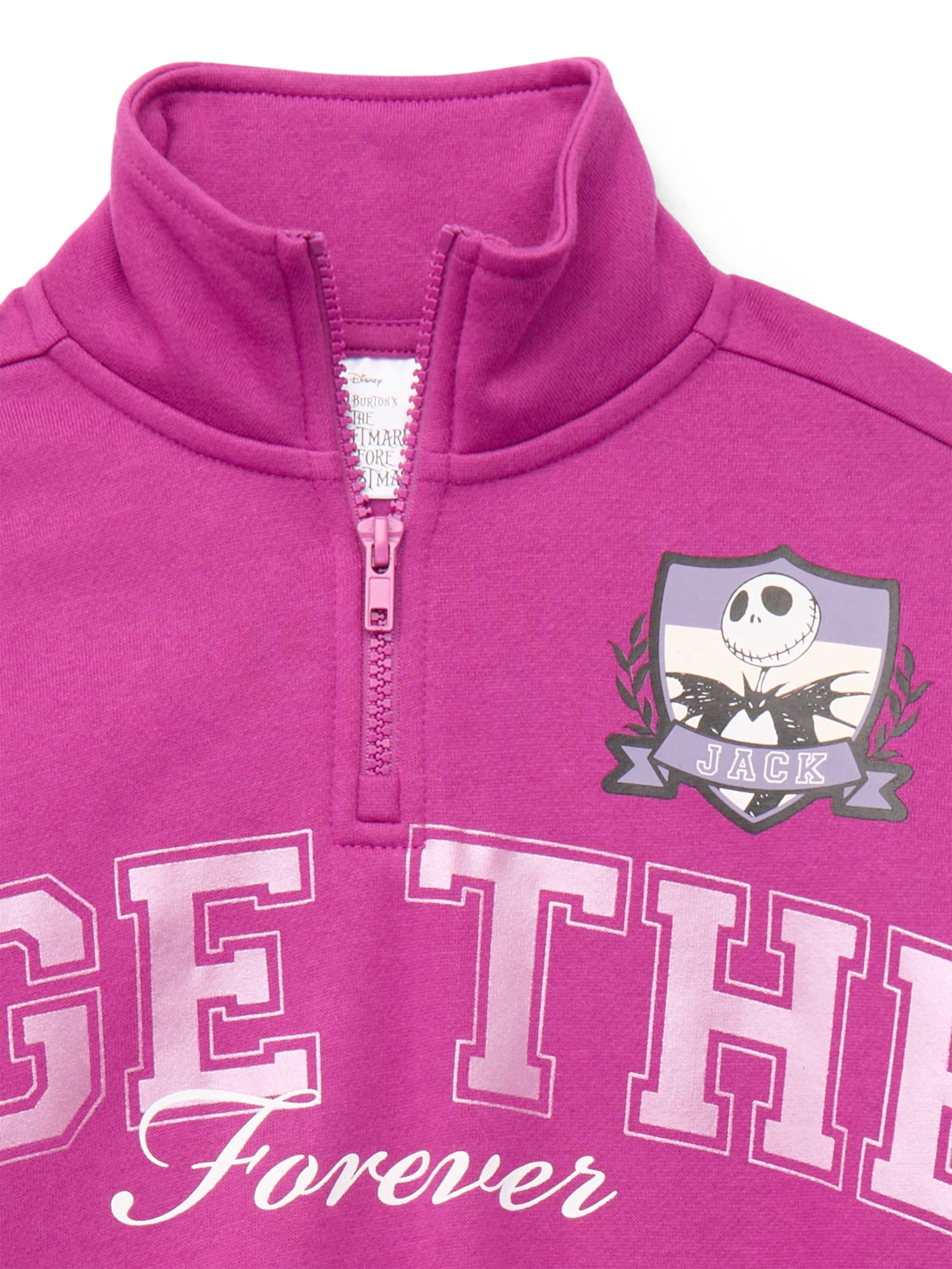 Disney Nightmare Before Christmas Girls Quarter Zip Fleece Sweatshirt, Sizes 4-16
