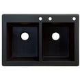 thumbnail image 2 of Transolid Radius 33in x 22in silQ Granite Drop-in Double Bowl Kitchen Sink with 3 CDE Faucet Holes, In Espresso, 2 of 5