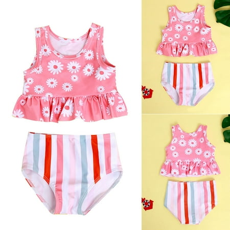 

Gubotare Girls Split Swimsuit Little Daisy Children s Ruffled Baby Girl Swimsuit Comfortable High Elastic Being Suits Girls A 70