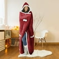 thumbnail image 2 of Safdie & Co. Couverture Hoodzy Flannelle Solide Rouge, 2 of 2