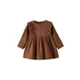 thumbnail image 1 of xiaxaixu Robe d'Automne pour Filles, Couleur Unie Col Rond à Volants Manches Longues, 1 of 8