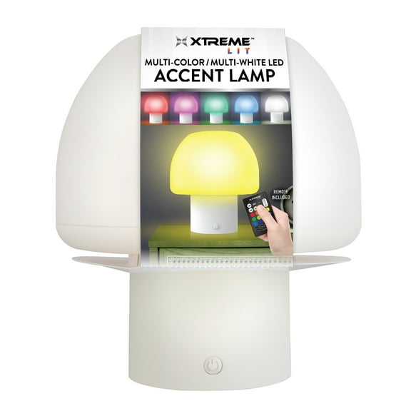 Xtreme Lit New Multi-Color LED Accent Mushroom Lamp with White Base and Remote Control