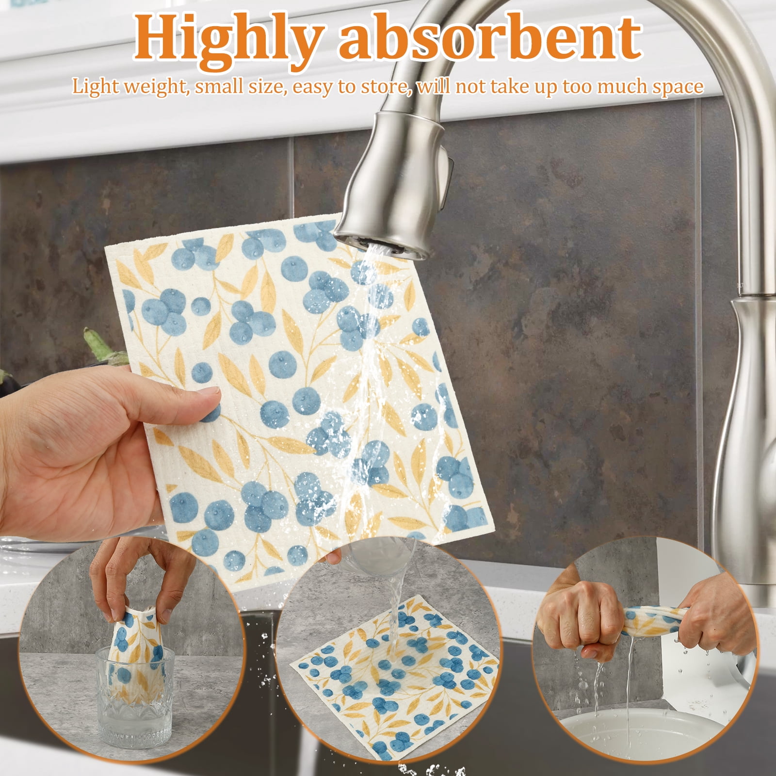 Keyohome 10Pcs Dishcloths for Kitchen,Reusable Kitchen Dish Towels,Absorbent Swedish Dishcloths,Kitchen Wash Rag,7.7 x 6.7inch
