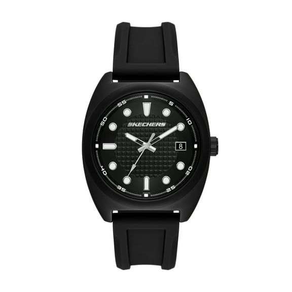 Skechers Men's Hanover Three-Hand Date, Black Alloy Watch