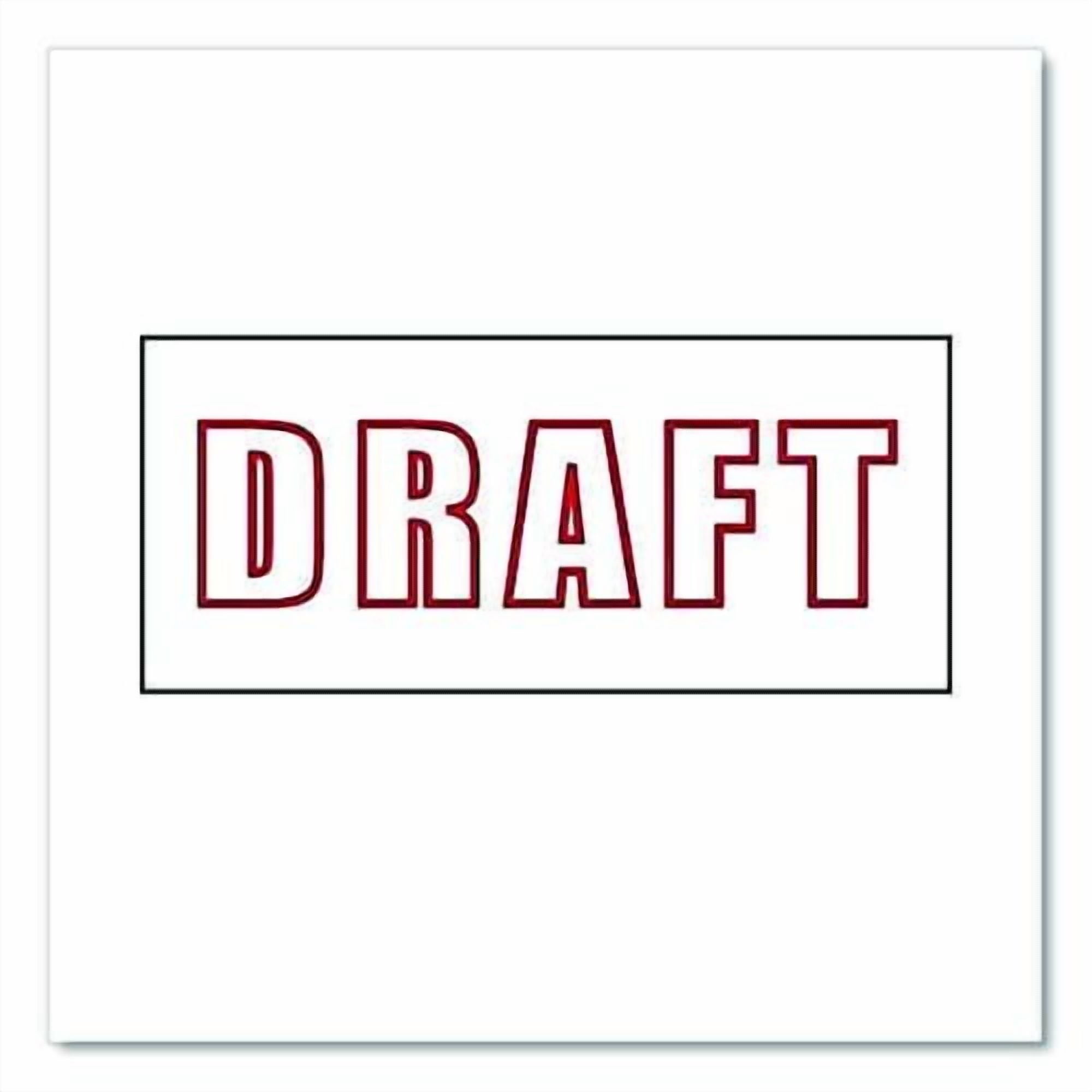 Pre-Inked Message Stamp, Draft, 1.63" X 0.38", Red Ink | Bundle of 5