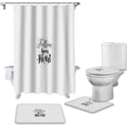 thumbnail image 2 of FMSHPON Romance Text 4 Piece Bathroom Set Shower Curtain Bath Rug Contour Mat and Toilet Lid Cover, 2 of 8