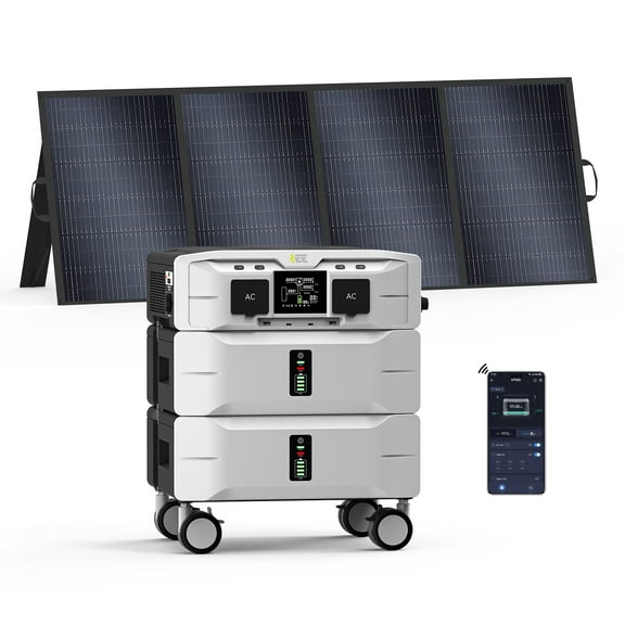 IEE SP5000 Solar Power Generator 5120Wh with 1x400W Solar Panel | 5000W Output for Home Backup Power, RV & Camping, 240V & 120V Outlets