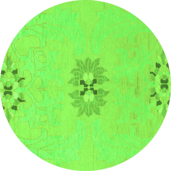 Ahgly Company Indoor Round Abstract Green Modern Area Rugs, 5' Round