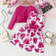 thumbnail image 3 of LIJCC Toddler Little Girls 2 Piece Dress and Cardigan Sets Fashion Floral Print Sleeveless Dress and Long Sleeve Cardigan Set(Watermelon Red,6 Years), 3 of 3