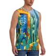 thumbnail image 2 of Balery Bright Paper Cactus Scene Camisetas sin mangas para hombre, absorbe la humedad y protege contra el mal olor.-X-Large, 2 of 7