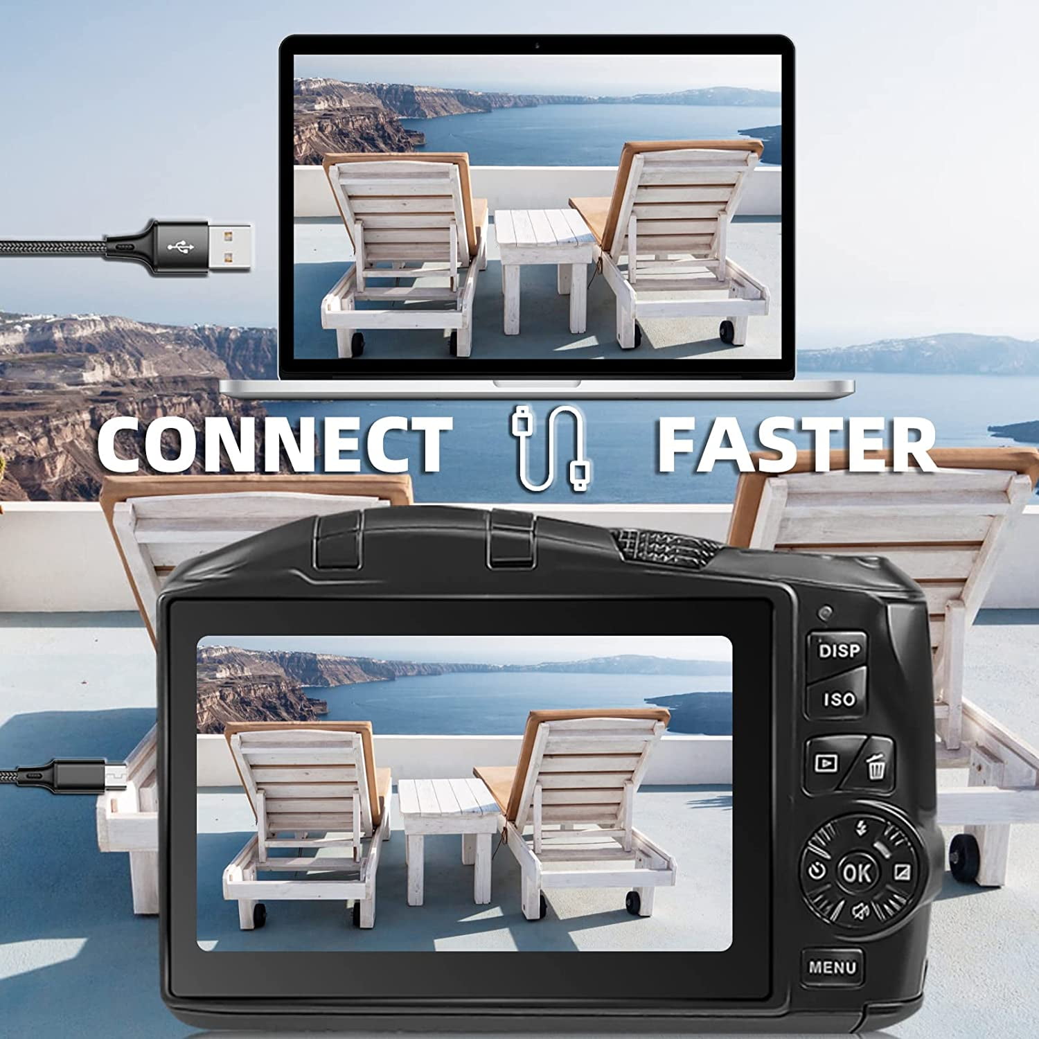 Digital Camera 4K Video Camera Camcorder Ultra HD 48MP YouTube Vlogging Camera with Wide Angle Lens 16X Digital Zoom 3.0" Screen
