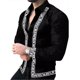 thumbnail image 1 of Camisa de hombre con puños geométricos para uso diario, estilo resort, manga larga, abotonada, ropa de diseño informal, 1 of 6