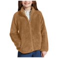thumbnail image 3 of Zshosam Jackets for Girls Toddler Girls Fleece Coat Warm Infant Kids Winter Hooded Jacket Outerwear Size 3T 4T,(Khaki 3-4 Years), 3 of 9