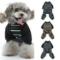 thumbnail image 2 of Round Neck Pet Costume - Comfortable Outfits Striped Print Cat Costume for Small Dogs - Pajamas, 2 of 8