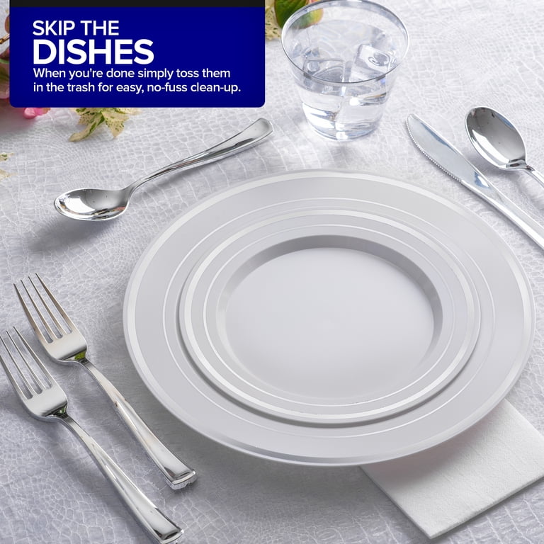 Stock Your Home 75-Piece Silver Plastic Silverware Set photo 7