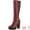 Burgundy, variant on Women's Round Toe Platform Chunky Heels Knee High Boots Burgundy 7