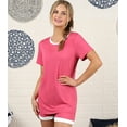 thumbnail image 3 of Doublju Women's Short Sleeve Round Neck Pajama Sleepwear 2 pcs Set (Plus Size Available), 3 of 5