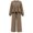Brown, variant on Asgosdo Women Two Piece Outfits Boho Grid Ruffle Long Sleeve Top and Wide Leg Pant with Pocket Casual Fall Winter Matching Lounge Sets