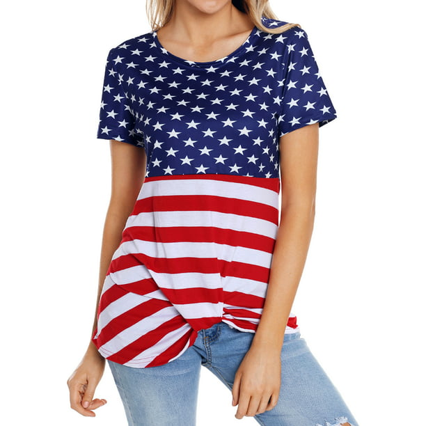 Nlife - Women Short Sleeve Stars And Stripes Print T-Shirt - Walmart ...