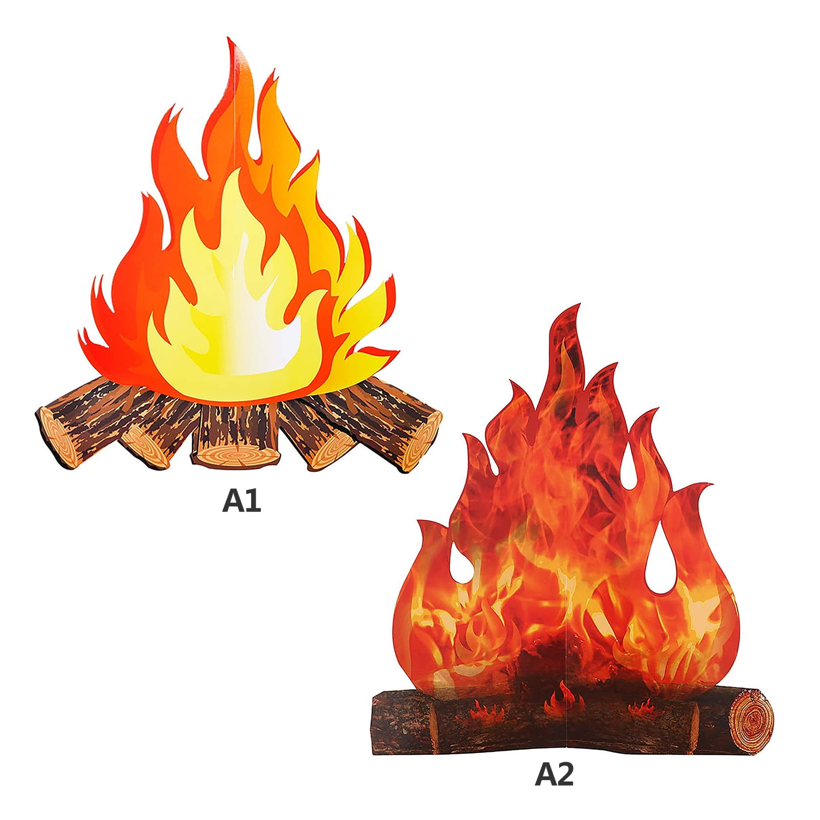 12 Inch Tall Artificial Fire Fake Flame Paper 3D Decorative Cardboard Campfire Centerpiece Flame Torch for Campfire Party Decorations 3 Set Style A 