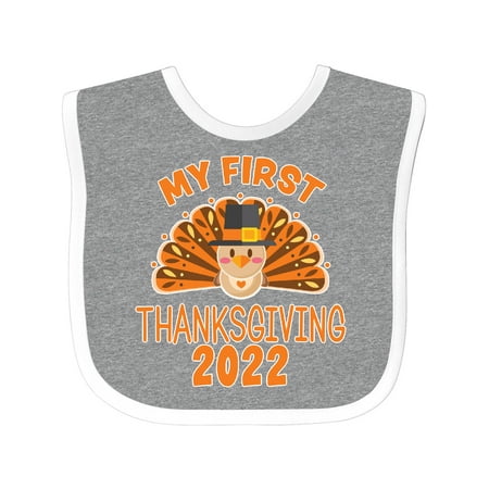 

Inktastic Cute Turkey My 1st Thanksgiving 2022 Gift Baby Boy or Baby Girl Bib