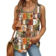 thumbnail image 2 of QLEICOM Tank Tops for Women 2025, Summer Solid Color Round Neck Tank Tops, Casual Loose Sleeveless Vest, Independence Day Floral Print T-shirts Tops, 2 of 6