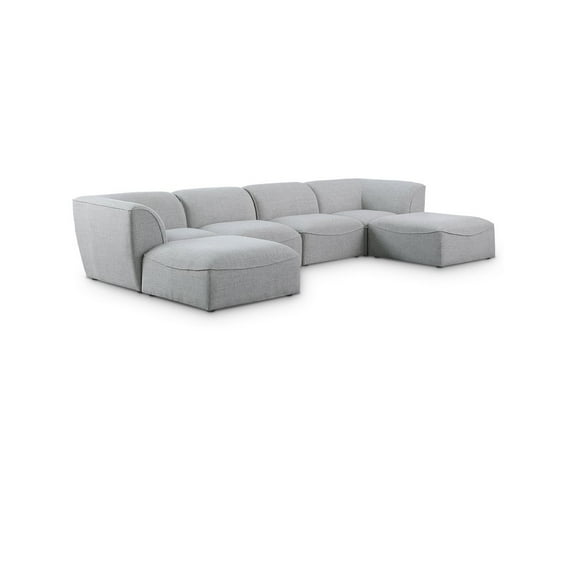 Meridian Furniture Miramar Grey Durable Linen Textured Modular Sectional