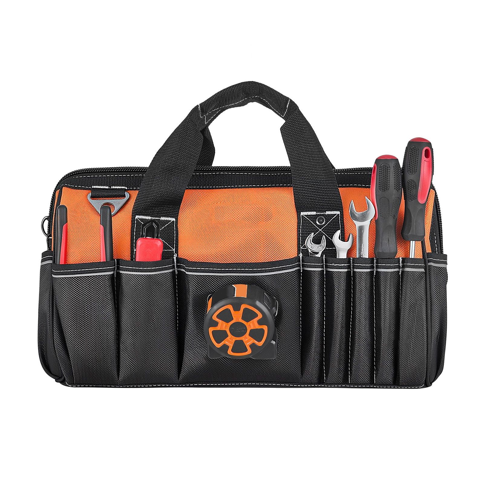 Tool Bag, 15.7 Inch, 33-Pocket Portable Tool Box Organizer Storage, Toolbox with Soft Handle, Large Zipper, Adjustable Shoulder Strap, Carrying Toolbag, for Men Women Dad Husband Fathers Day
