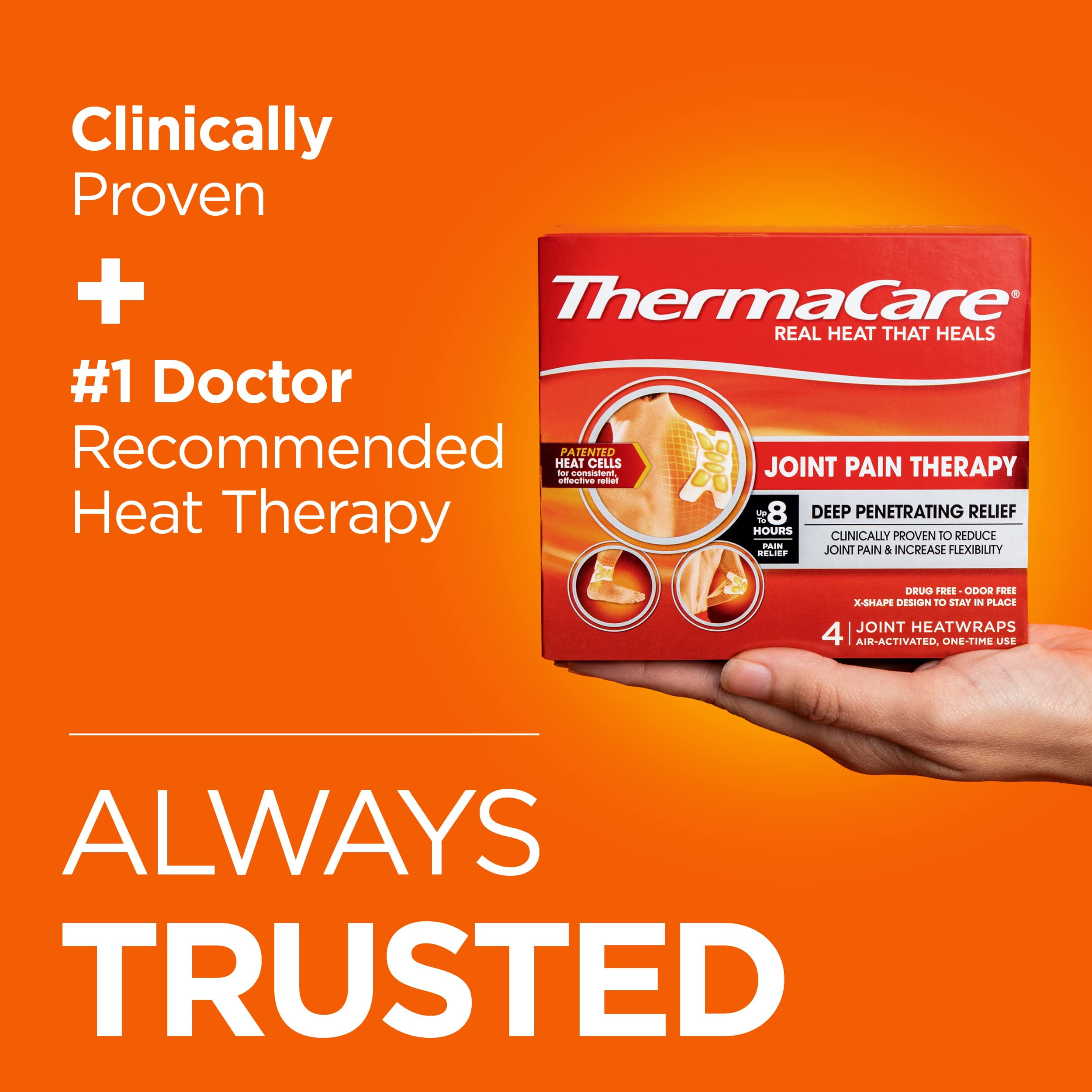 ThermaCare Portable Heating Pad, Joint and Muscle Pain Relief Patches, Multi-Purpose Heat Wraps, 8 Count